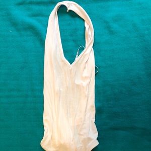 White halter plunge bodysuit